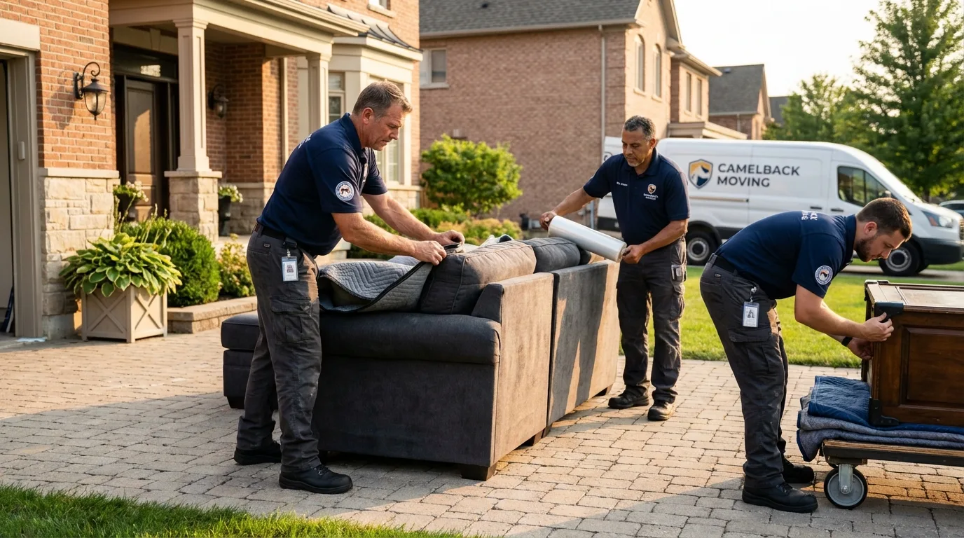 Large estate moving crew wrapping furniture in Bandera, TX